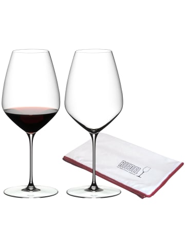 RIEDEL Glas 2er Set Syrah / Shiraz Weingläser + Poliertuch Veloce 720 ml in transparent