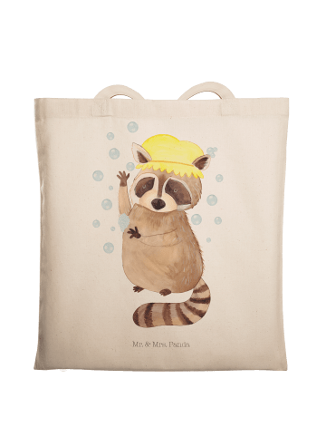 Mr. & Mrs. Panda Tote Bag Waschbär ohne Spruch in Creme
