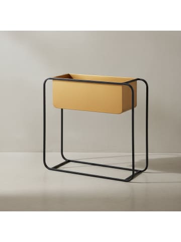 KADIMA DESIGN Moderner Blumenkübel 60x60x24 cm, Metall, Gold & Schwarz, Rechteckig