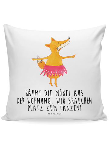 Mr. & Mrs. Panda Kissen 40x40 Fuchs Ballerina mit Spruch in Weiß