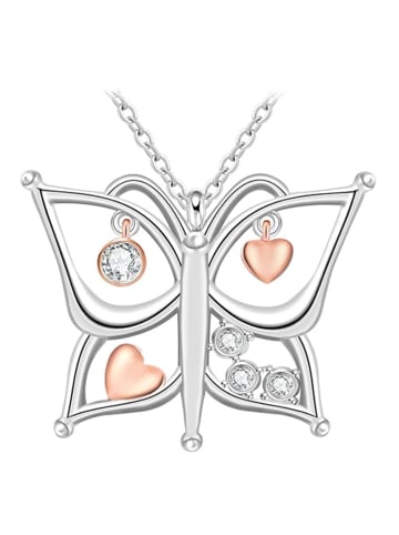 Himmelsflüsterer  Sommer-Schmuck: Halskette "Herz-Kristall-Schmetterling" - Farbe: Silber 