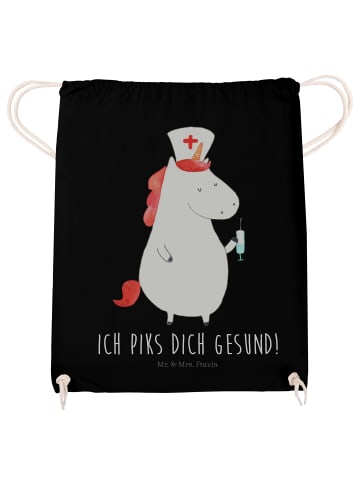 Mr. & Mrs. Panda gym tasche Einhorn Krankenschwester mit Spruch in Schwarz
