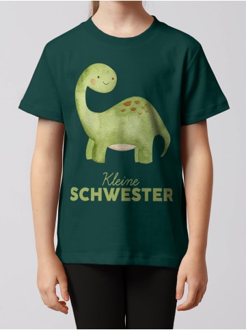 wat? Apparel T-Shirt Dinosaurier 04 Kleine Schwester in Dunkelgrün