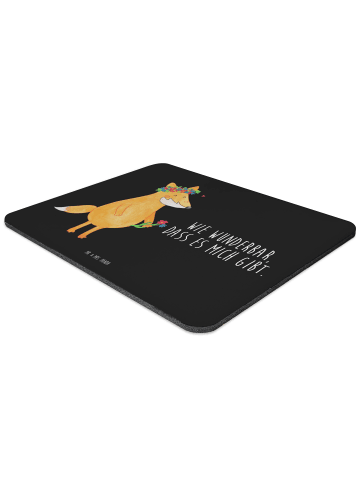 Mr. & Mrs. Panda Mousepad Fuchs Blumen mit Spruch in Schwarz