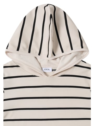 Cecil Gestreiftes Kapuzenshirt in Grau