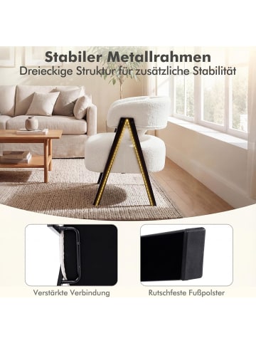 COSTWAY Sessel Kunstfell mit Lendenkissen in Weiß