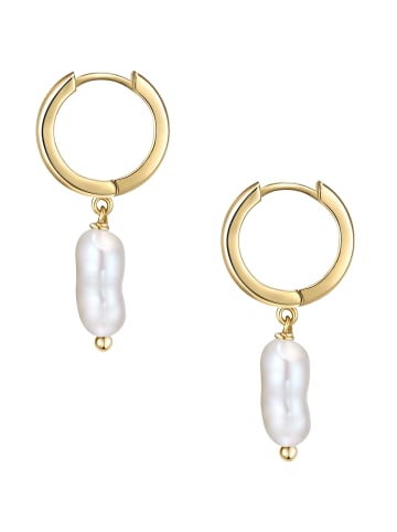 Glanzstücke München Creolen Sterling Silber Süßwasser-Zuchtperle in gelbgold