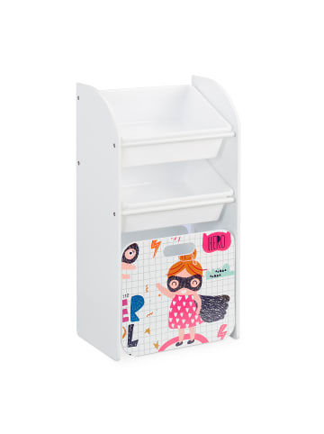 relaxdays Kinderregal "Heldin" in Weiß - (B)42,5 x (H)80,5 x (T)30 cm