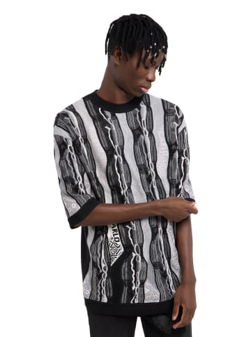 Carlo Colucci Rundhalsshirt Favetta in Schwarz / Grau