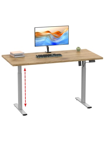 VCM  Höhenverstellbarer Schreibtisch Lona 140x80 si in Honig-Eiche