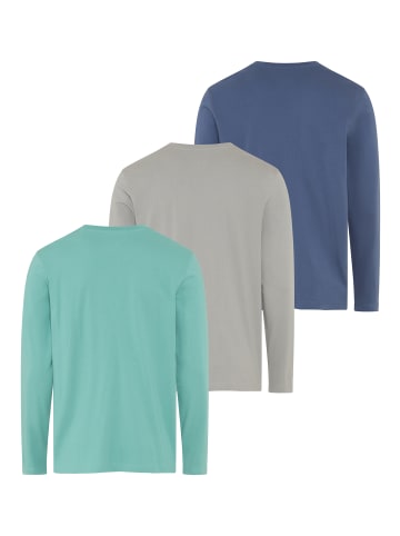 Man's World Langarmshirt in grün, grau, blau