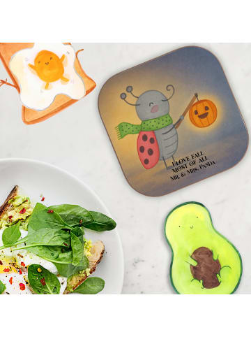 Mr. & Mrs. Panda Holzuntersetzer Smörle Laterne Design mit Spruch in Weiß