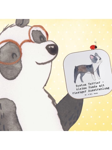 Mr. & Mrs. Panda Glas-Untersetzer Boston Terrier mit Spruch in Weiß