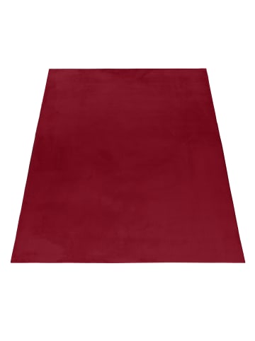 KADIMA DESIGN Teppich Kurzflor Uni-Look Polyester Wohnzimmer waschbar in Rot