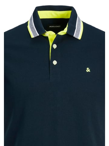 Jack & Jones Polo Shirt JJEPAULOS Sommer Hemd Kragen Pique Cotton in Dunkelblau-3