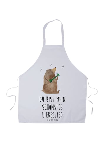 Mr. & Mrs. Panda Küchenschürze Bär Lied mit Spruch in Weiß