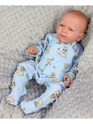 TupTam Baby Jungen Schlafstrampler mit Fuß 3er Pack in blau/weiß