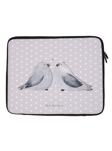 Mr. & Mrs. Panda Notebook Tasche Turteltauben Liebe ohne Spruch in Grau Pastell