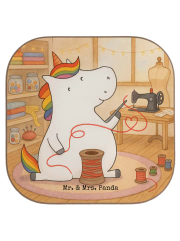 Mr. & Mrs. Panda Untersetzer für Gläser Einhorn Näherin Design o... in Weiß