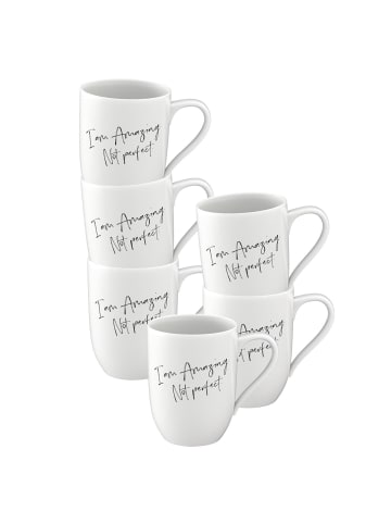 Villeroy & Boch 6er Set Becher 'Amazing. Not Perfect.' Statement 290 ml weiß in weiß