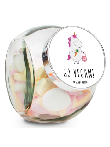 Mr. & Mrs. Panda Bonbonglas Einhorn Vegan mit Spruch in Weiß