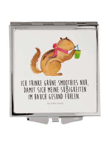 Mr. & Mrs. Panda Handtaschenspiegel quadratisch Eichhörnchen Smo... in Weiß