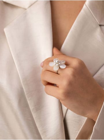 PURELEI Ring Pearly Flower Silber
