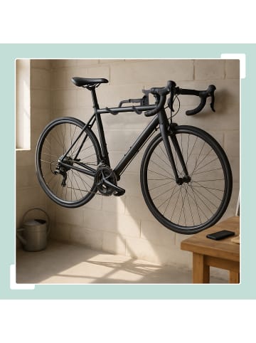 relaxdays Fahrrad Wandhalterung in Schwarz - (B)27,5 x (H)18 x (T)33 cm