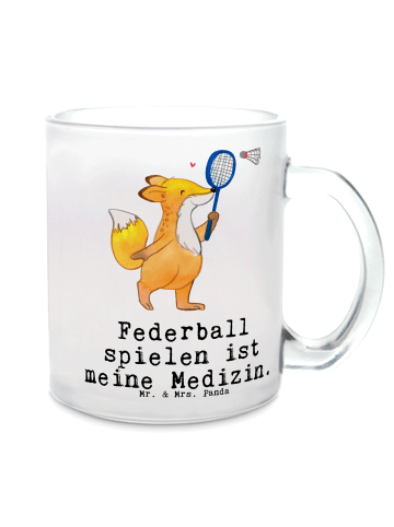 Mr. & Mrs. Panda Große Teetasse Fuchs Federball spielen mit Spruch in Transparent