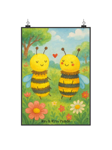Mr. & Mrs. Panda Poster Biene Verliebt Design ohne Spruch in Weiß