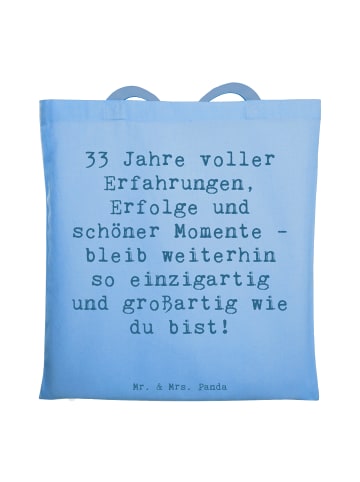 Mr. & Mrs. Panda Tote Bag Spruch 33. Geburtstag mit Spruch in Sky Blue