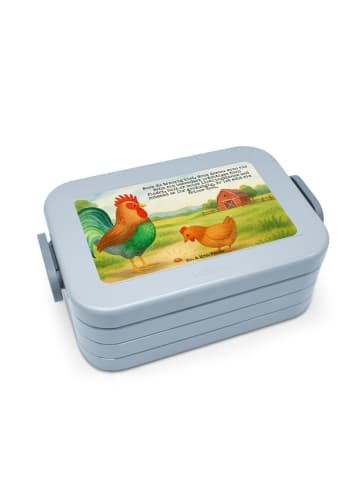 Mr. & Mrs. Panda Bento Box Hahn Korn Design mit Spruch in Blau Pastell