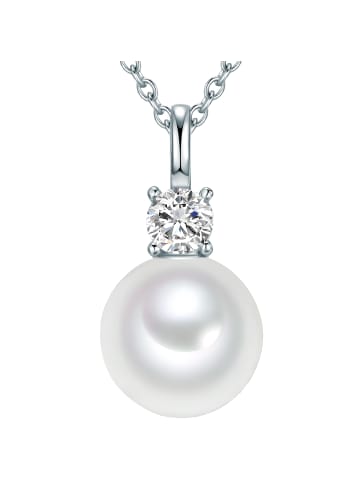 Lulu & Jane Halskette Sterling Silber Zirkonia Muschelkernperle in silber