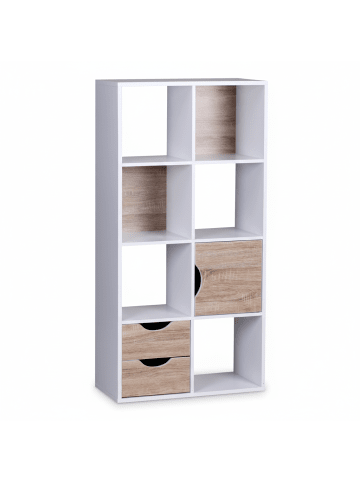 KADIMA DESIGN Bücherregal | Weiß/Sonoma, 60x120x29cm, Schubladen, Tür