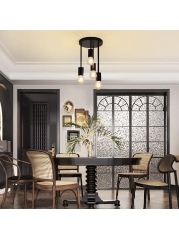 ZMH Deckenleuchte in Schwarz 4-flammige E27 rund Metall