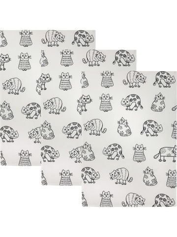 Kracht Halbleinen, Leinen / Halbleinen Geschirrtuch 3er-Pack Katzenreihe in Katzen