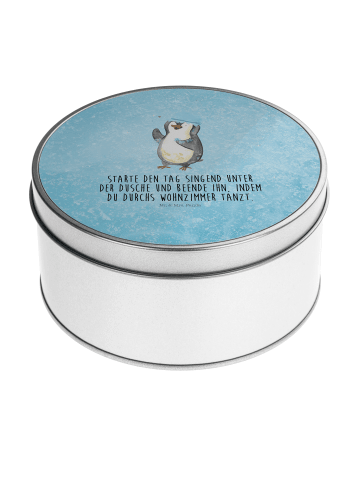 Mr. & Mrs. Panda Teedose Pinguin Duschen mit Spruch in Eisblau