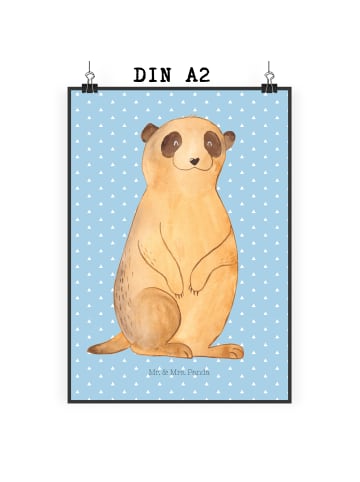 Mr. & Mrs. Panda Poster Erdmännchen ohne Spruch in Blau Pastell