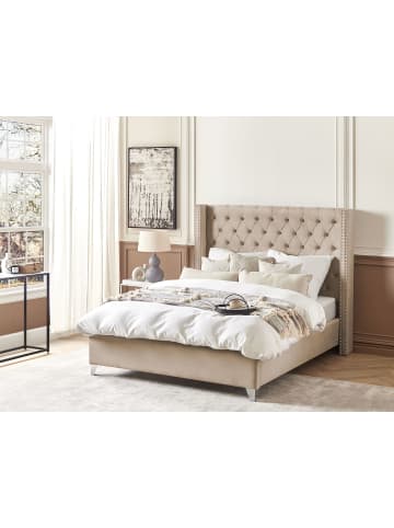 Beliani Doppelbett LUBBON in Beige/Silber - (W) 152 x (H) 142 x (L) 215 cm