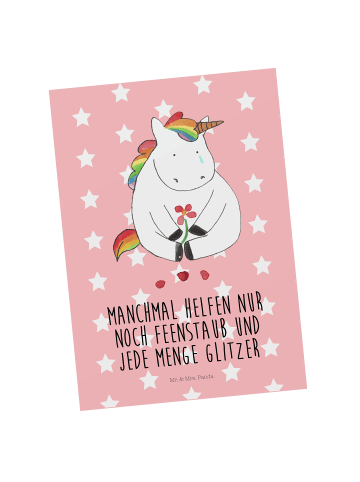 Mr. & Mrs. Panda Wanddeko Einhorn Traurig mit Spruch in Rot Pastell
