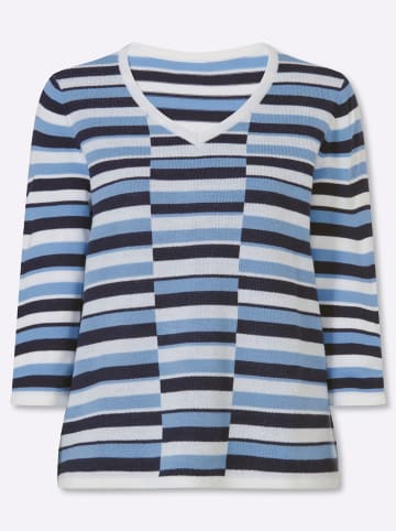 Sieh an! 3/4-Arm-Pullover in marine-himmelblau-gemustert