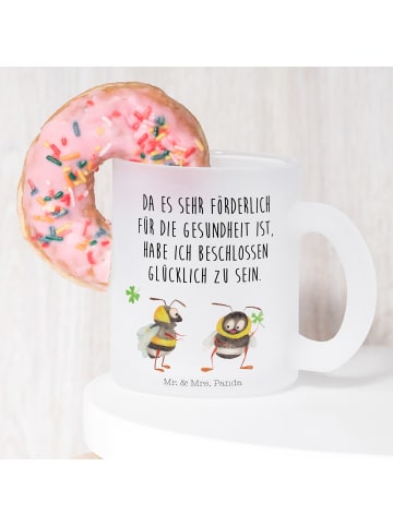 Mr. & Mrs. Panda Teetasse Hummeln Kleeblatt mit Spruch in Transparent