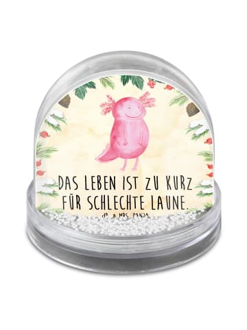 Mr. & Mrs. Panda Weihnachts Schneekugel Axolotl Glücklich mit Sp... in Naturpapier