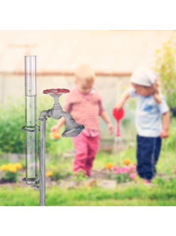 relaxdays 2 x Regenmesser Wasserhahn in Grau