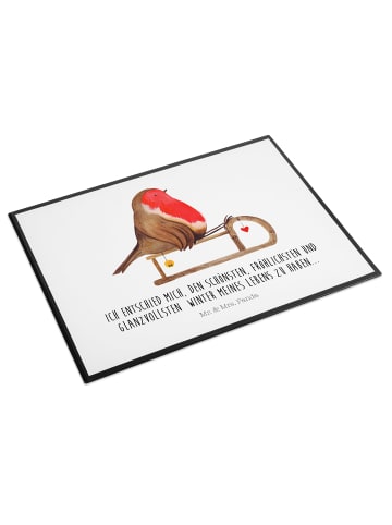 Mr. & Mrs. Panda tischpad Rotkehlchen Schlitten mit Spruch in Weiß
