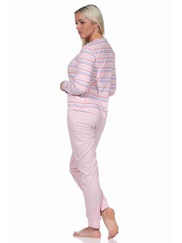 NORMANN Pflegeoverall langarm Reissverschluss Streifen - 73719 in rosa