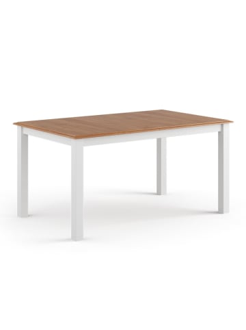 Feldmann-Wohnen Esstisch Belluno Elegante Kiefer weiß lackiert / Eichefarben 150-197 / 93 / 75cm