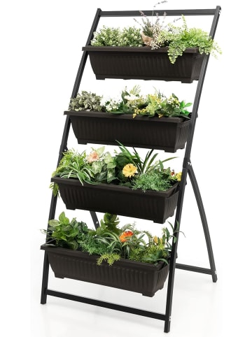 COSTWAY 4-stufiges Hochbeet in Schwarz