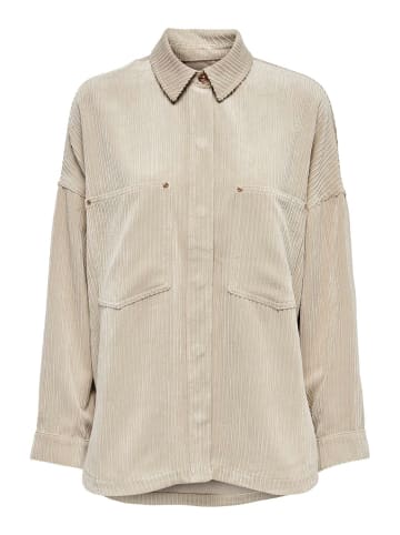ONLY Cord-Hemd SHACKET mit Knopfverschluss und Brusttaschen in Beige