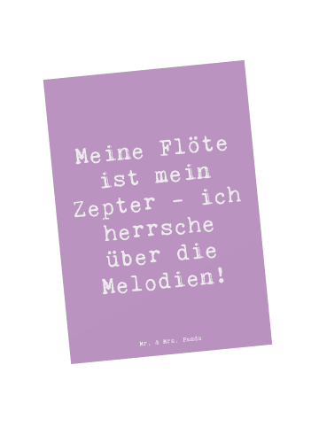 Mr. & Mrs. Panda Postkarte Spruch Flötenzauber mit Spruch in Lavendeltraum